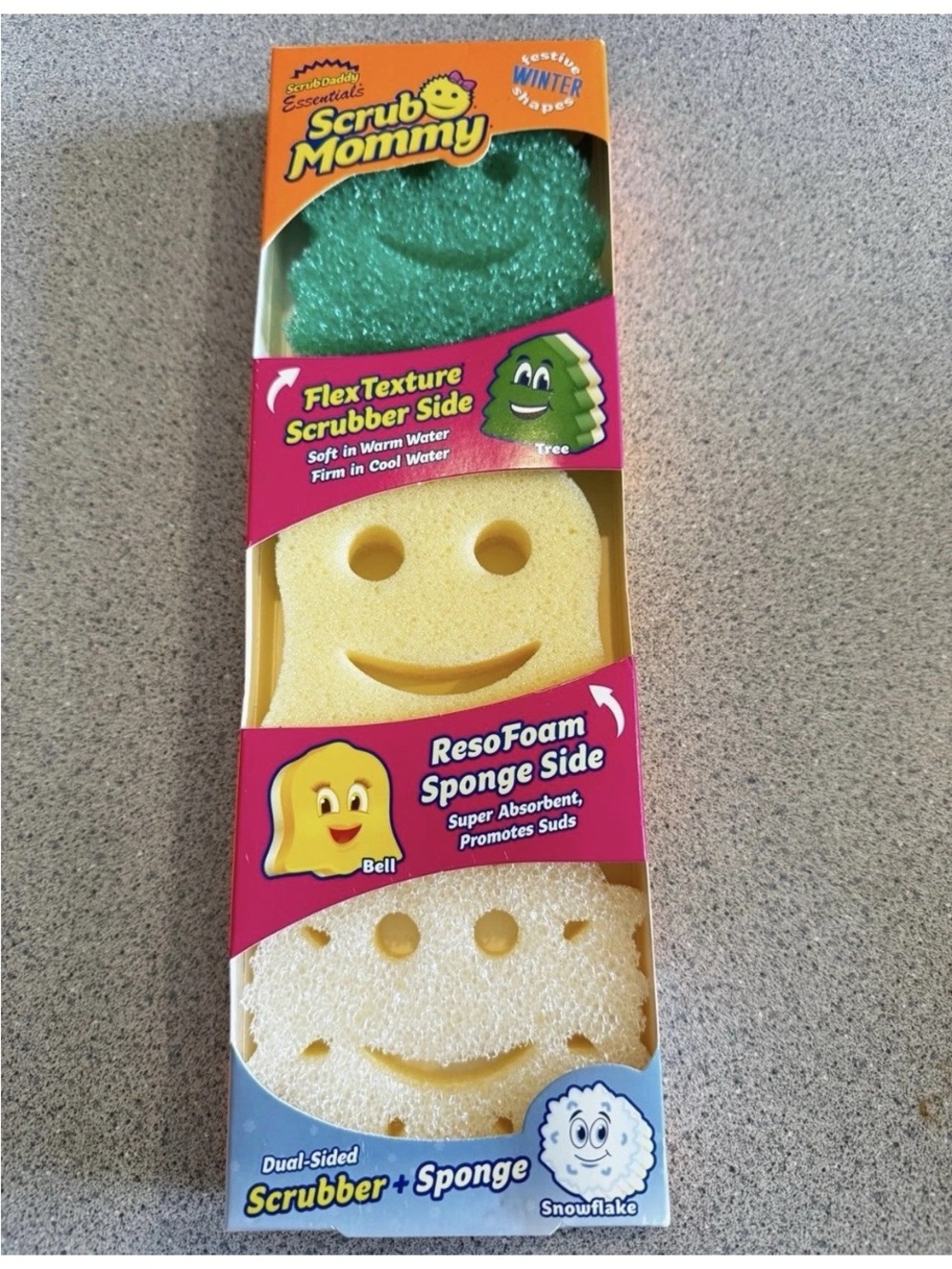 New Scrub Daddy Mommy Special Edition Winter Festive 3pk Snowflake Bell Tree